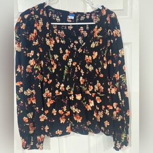 Old Navy Black and Orange Fitted Top